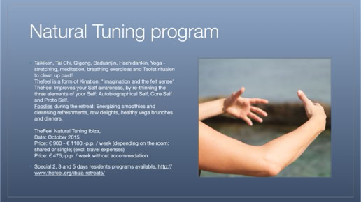 Book a ZenmaX energising martial art - qigong intermezzo, or group balancing session for your yoga retreat, or any other workshop or seminar. 